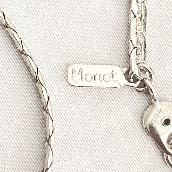 Monet Opera Necklace Silver Tone Flat Cobra Variation Links - Picture 6 of 8